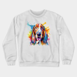 Basset Hound Splash AI Art Crewneck Sweatshirt